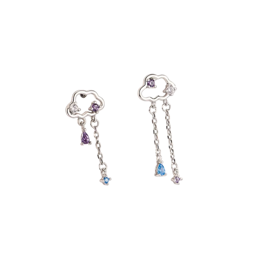Boucles d'oreilles avec pluie de nuages et pierres de zircon, longues boucles d'oreilles élégantes pour femmes, idéales pour un usage quotidien et des occasions spéciales
