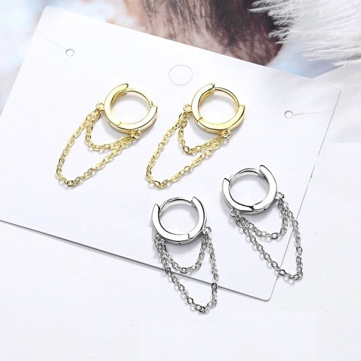 Boucles d'oreilles circulaires pour femmes avec chaîne
