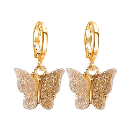 Boucles d'oreilles circulaires pour femmes avec papillon C1097