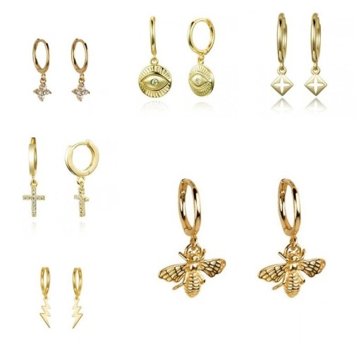 Boucles d'oreilles circulaires pour femmes avec pendentif R35