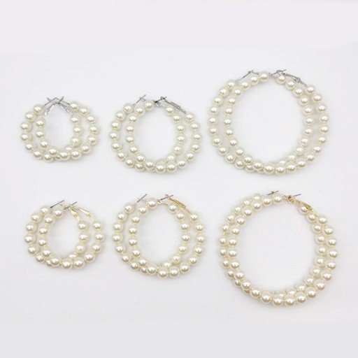 Boucles d'oreilles circulaires pour femmes avec perles G483