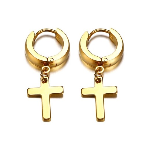 Boucles d'oreilles circulaires pour hommes avec croix