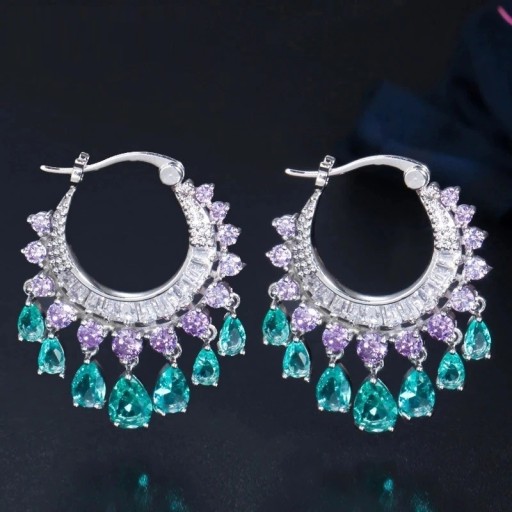 Boucles d'oreilles créoles pour femmes avec cristaux G1001