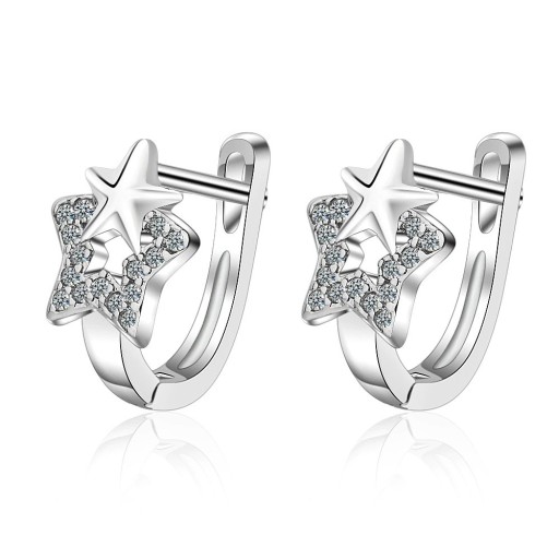 Boucles d'oreilles créoles pour femmes avec étoile G369