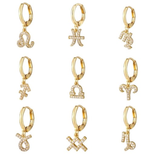Boucles d'oreilles créoles pour femmes avec signe du zodiaque