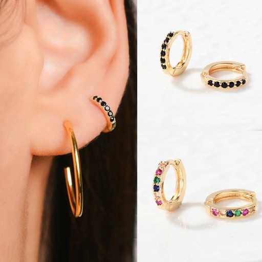 Boucles d'oreilles créoles pour femmes avec zircons G296