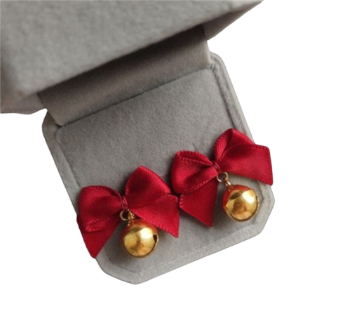 Boucles d'oreilles de Noël en forme de cloche avec nœud