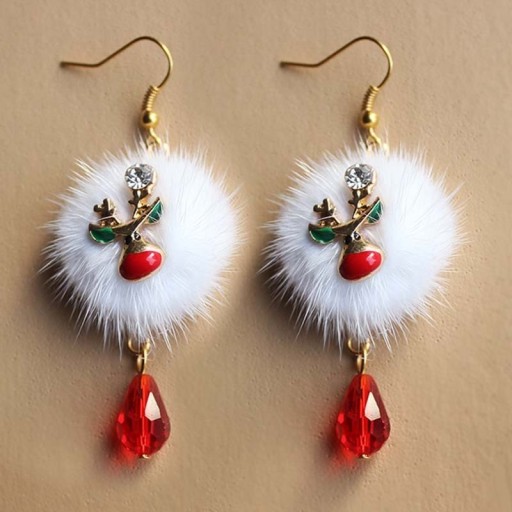 Boucles d'oreilles de Noël pour femmes avec pompon