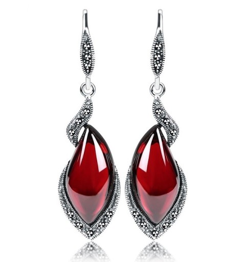Boucles d'oreilles en argent pour femmes avec chalcedoine J1157