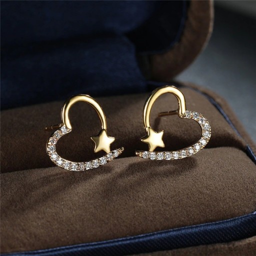 Boucles d'oreilles en forme de cœur pour femmes avec des zirconiums