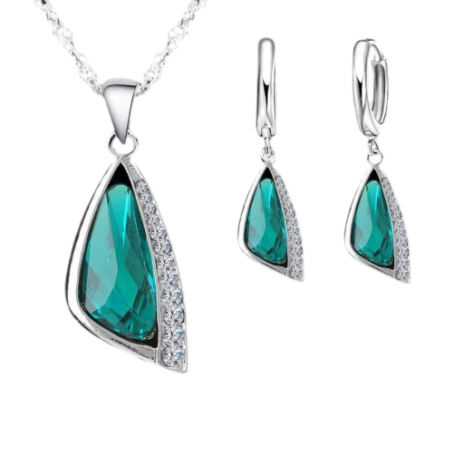 Boucles d'oreilles et collier en argent 925 sophistiqués, ensemble moderne géométrique pour femmes, bijoux de mode élégants