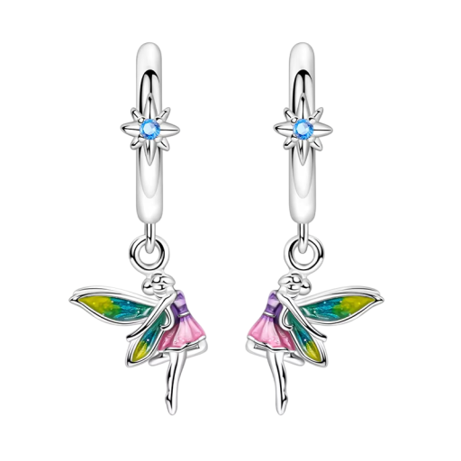 Boucles d'oreilles féériques en argent sterling 925 pour femmes ailes de fées symbole de magie et du monde invisible du royaume féérique, êtres