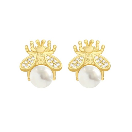 Boucles d'oreilles femme abeille avec perle