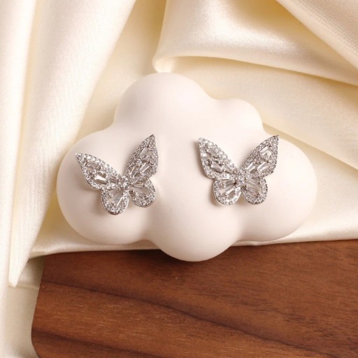 Boucles d'oreilles femmes papillons avec zircon