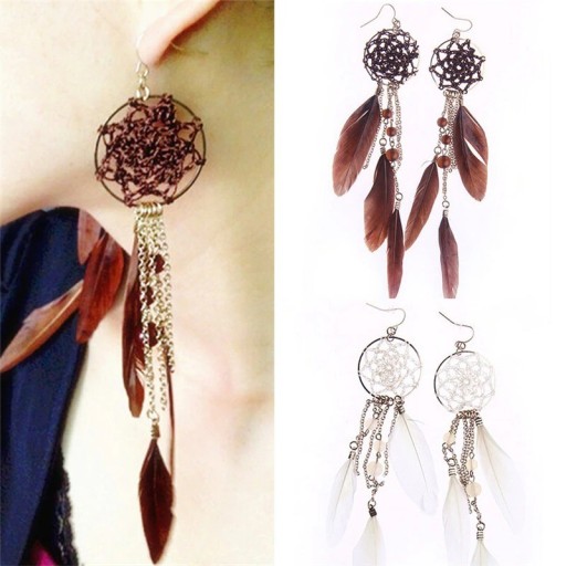 Boucles d'oreilles pendantes attrape-rêves pour femmes