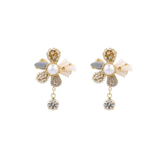 Boucles d'oreilles pendantes fleurs G1289