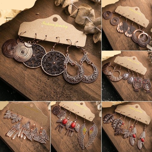 Boucles d'oreilles pendantes pour femmes 3 paires G1018