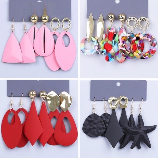 Boucles d'oreilles pendantes pour femmes 3 paires G392