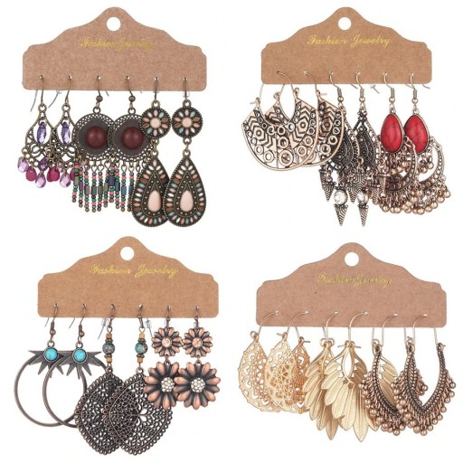 Boucles d'oreilles pendantes pour femmes 3 paires
