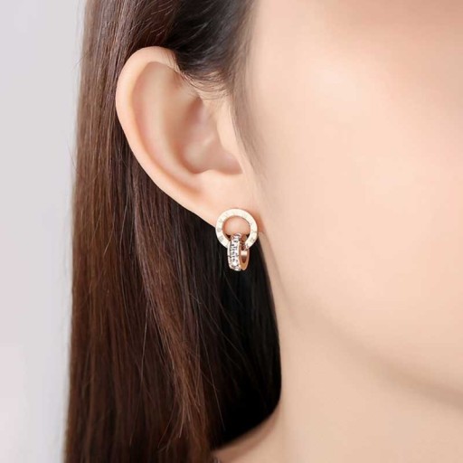 Boucles d'oreilles pendantes pour femmes avec cercles entrelacés H723