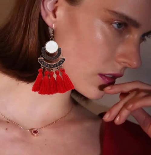 Boucles d'oreilles pendantes pour femmes avec frange G162