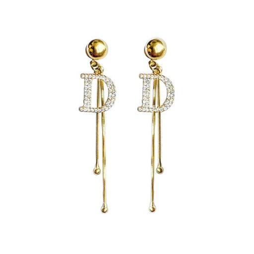 Boucles d'oreilles pendantes pour femmes avec la lettre D