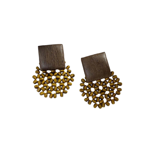 Boucles d'oreilles pendantes pour femmes design rond en perles bois marron foncé texture naturelle boucles d'oreilles marquantes pour un usage quotidien