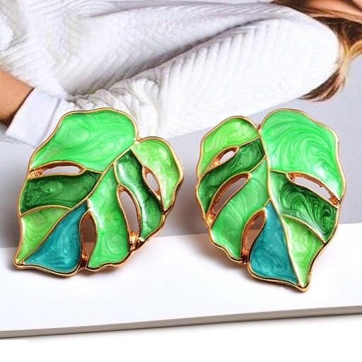 Boucles d'oreilles pendantes pour femmes feuilles G1075