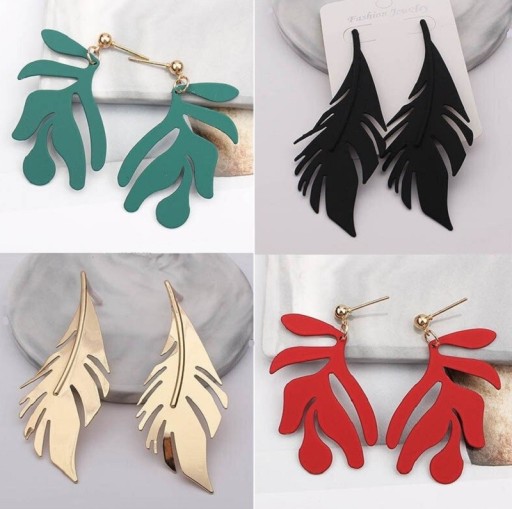 Boucles d'oreilles pendantes pour femmes feuilles G938