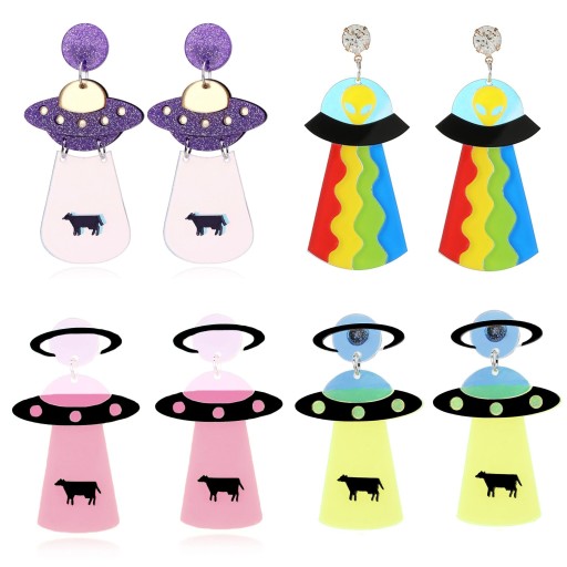 Boucles d'oreilles pendantes UFO pour femmes