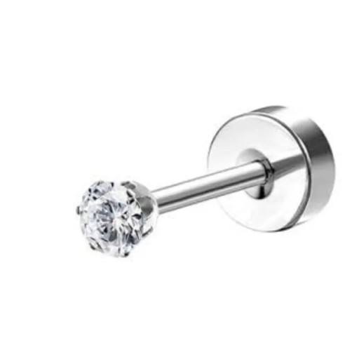 Boucles d'oreilles piercing diamant taille moyenne 0,8 mm x 6 mm x 10 mm en acier inoxydable chirurgical pour oreilles sensibles