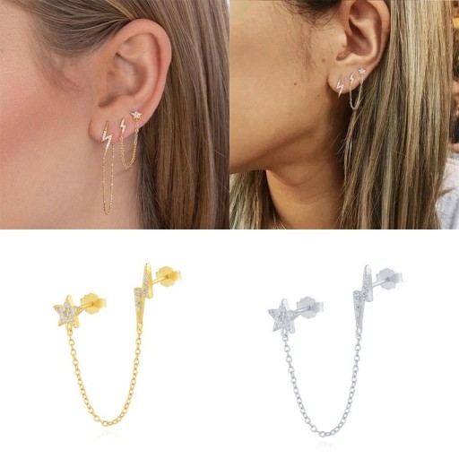 Boucles d'oreilles pour femmes avec éclair et étoile