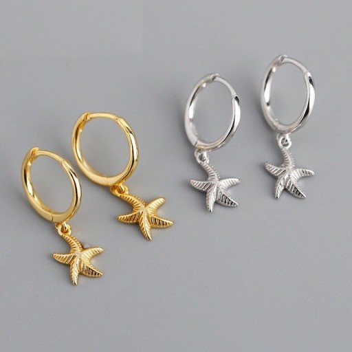 Boucles d'oreilles pour femmes en forme de cerceau avec étoile de mer