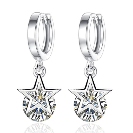 Boucles d'oreilles pour femmes en forme de cercle avec étoile et pierre