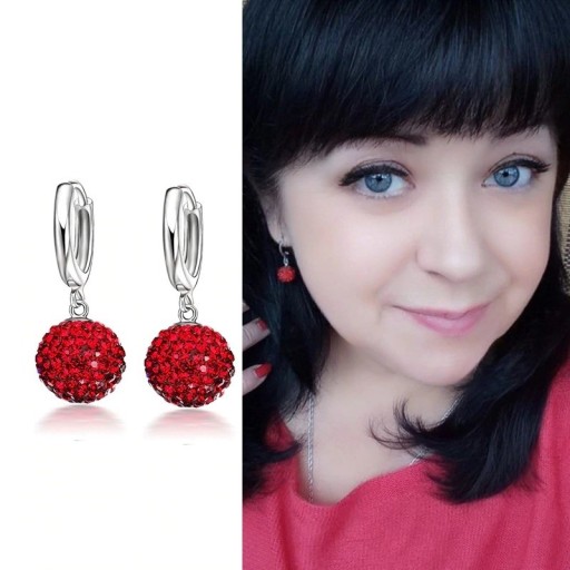 Boucles d'oreilles pour femmes en forme de créoles avec pendentif boule A1727