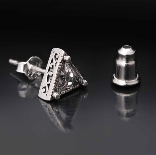Boucles d'oreilles pour hommes - Triangle avec zircon J3357