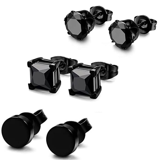 Boucles d'oreilles puces avec zircon 3 paires