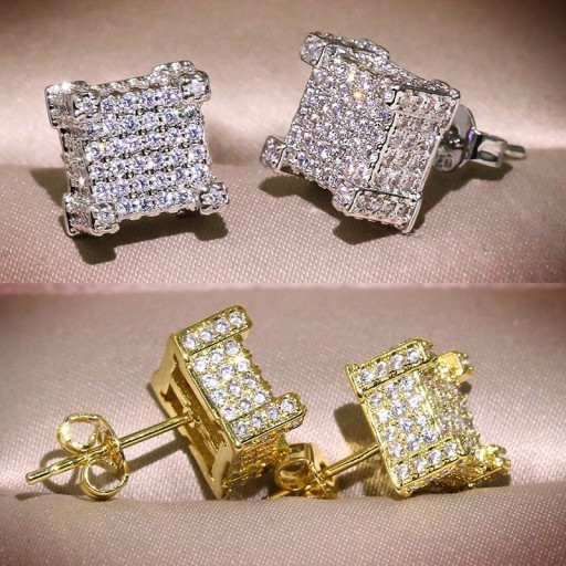 Boucles d'oreilles puces avec zircon