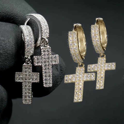 Boucles d'oreilles rondes avec croix