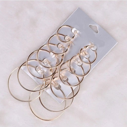Boucles d'oreilles rondes pour femmes 6 paires