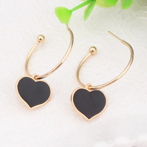 Boucles d'oreilles rondes pour femmes avec cœur G900
