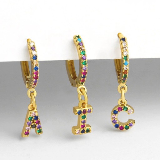 Boucles d'oreilles rondes pour femmes avec lettres