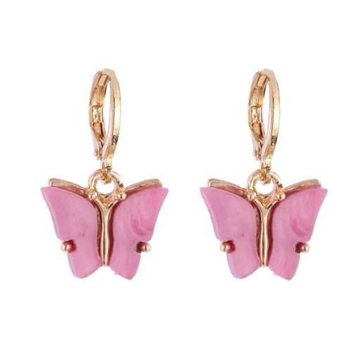 Boucles d'oreilles rondes pour femmes avec papillon J147