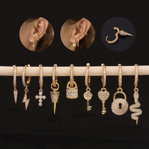 Boucles d'oreilles rondes pour femmes avec pendentif A2598