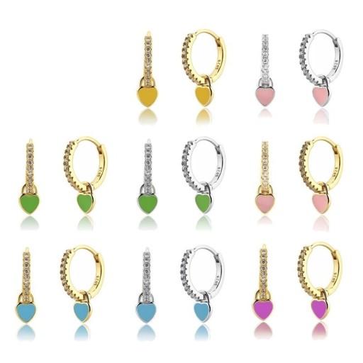 Boucles d'oreilles rondes pour femmes avec pendentif en forme de cœur G460