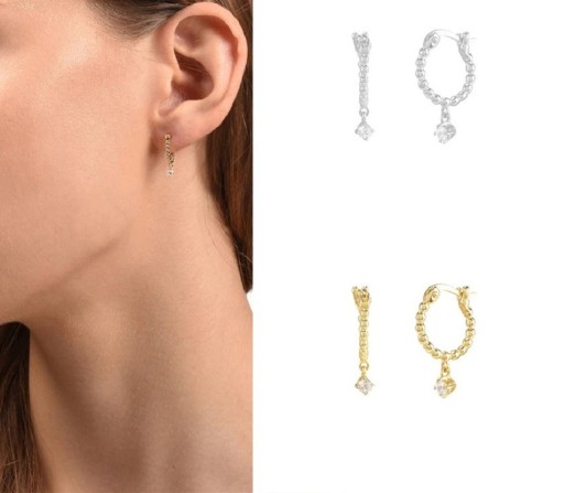 Boucles d'oreilles rondes pour femmes avec pendentif R79