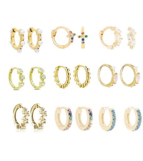 Boucles d'oreilles rondes pour femmes avec pierres
