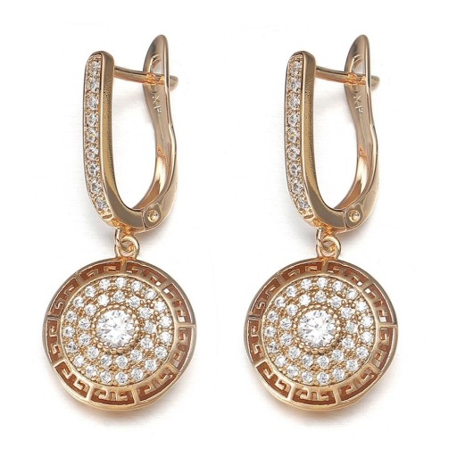 Boucles d'oreilles rondes pour femmes avec zircons G616