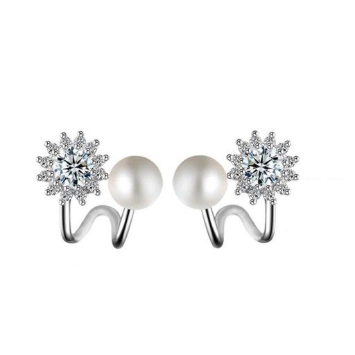Boucles d'oreilles torsadées pour femmes fleur avec perle