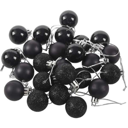 Boules de Noël noires 24 pcs